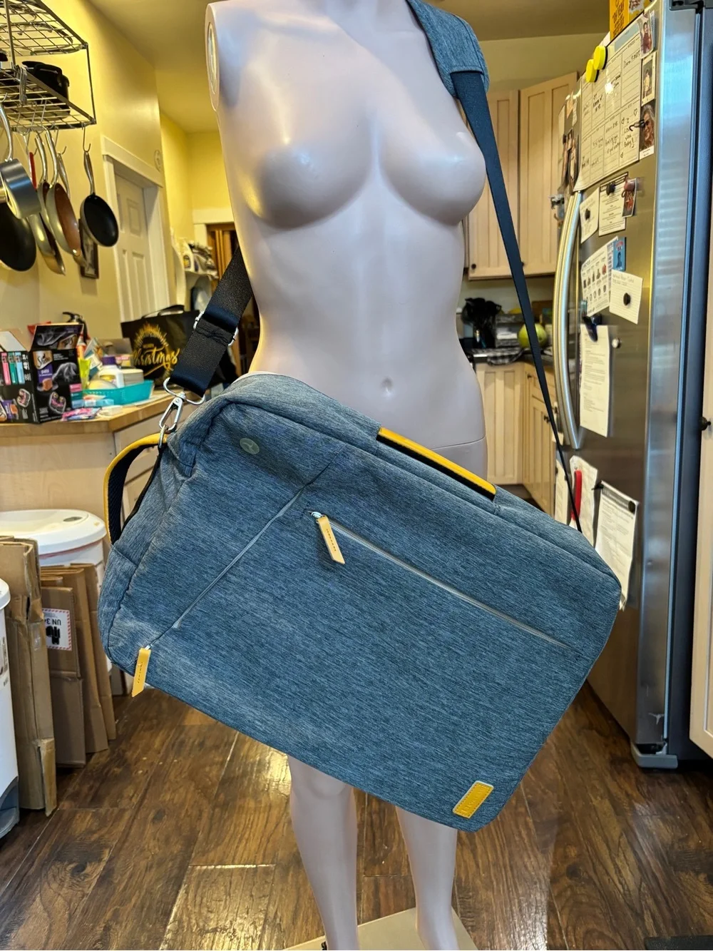 Women's Grey Laptop Backpack/Bag with Yellow Accents